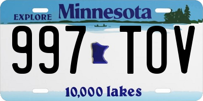 MN license plate 997TOV