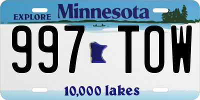 MN license plate 997TOW