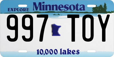 MN license plate 997TOY