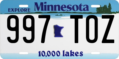 MN license plate 997TOZ