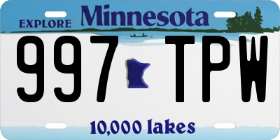 MN license plate 997TPW