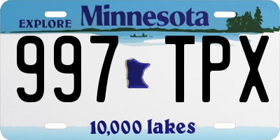 MN license plate 997TPX