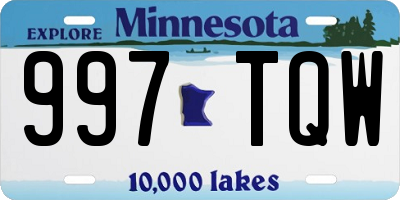 MN license plate 997TQW
