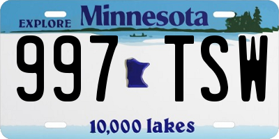 MN license plate 997TSW
