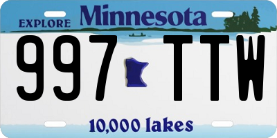 MN license plate 997TTW