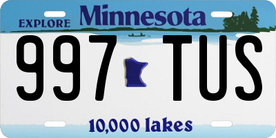 MN license plate 997TUS