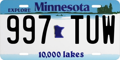 MN license plate 997TUW