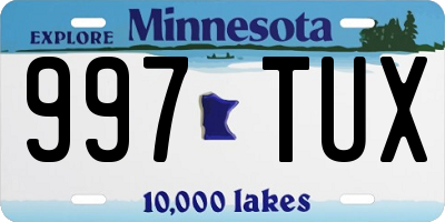 MN license plate 997TUX