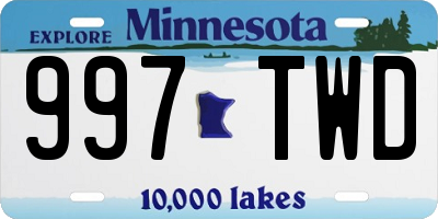 MN license plate 997TWD