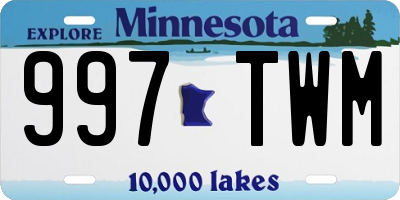 MN license plate 997TWM