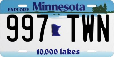 MN license plate 997TWN