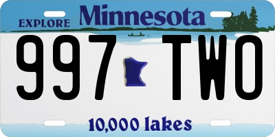 MN license plate 997TWO