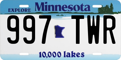 MN license plate 997TWR