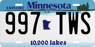 MN license plate 997TWS