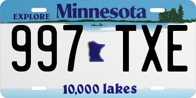 MN license plate 997TXE