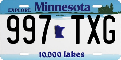 MN license plate 997TXG