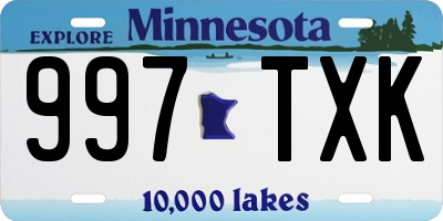 MN license plate 997TXK
