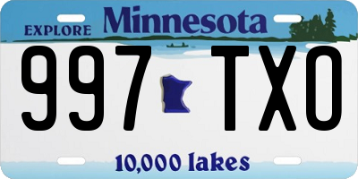 MN license plate 997TXO