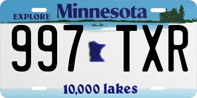 MN license plate 997TXR