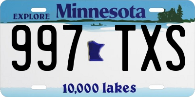 MN license plate 997TXS