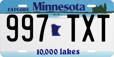 MN license plate 997TXT