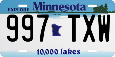 MN license plate 997TXW