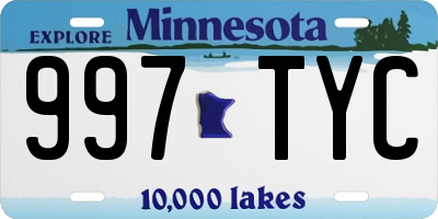 MN license plate 997TYC