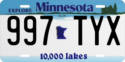MN license plate 997TYX