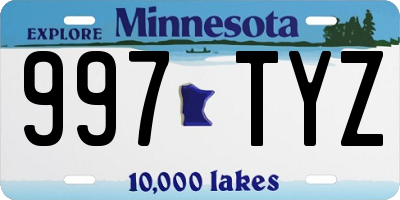 MN license plate 997TYZ