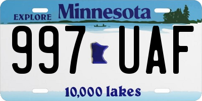 MN license plate 997UAF