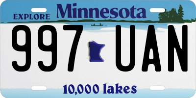 MN license plate 997UAN