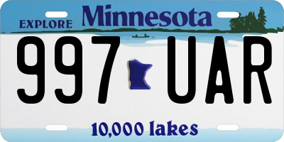 MN license plate 997UAR