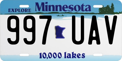 MN license plate 997UAV