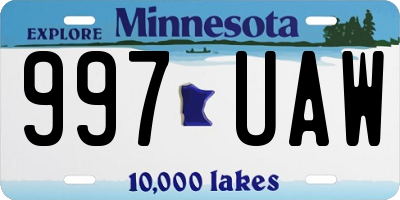 MN license plate 997UAW