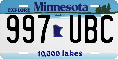 MN license plate 997UBC