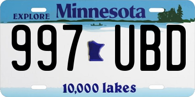 MN license plate 997UBD