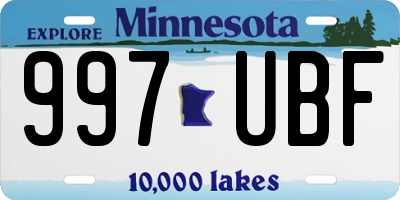 MN license plate 997UBF