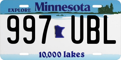 MN license plate 997UBL