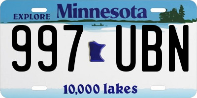 MN license plate 997UBN