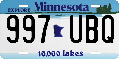 MN license plate 997UBQ