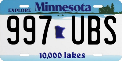 MN license plate 997UBS