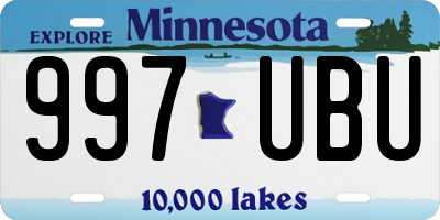 MN license plate 997UBU