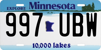 MN license plate 997UBW