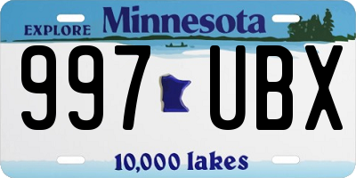 MN license plate 997UBX