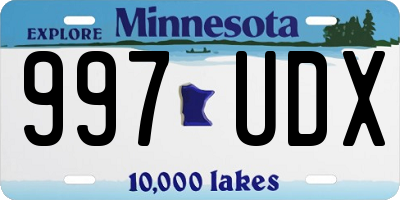 MN license plate 997UDX