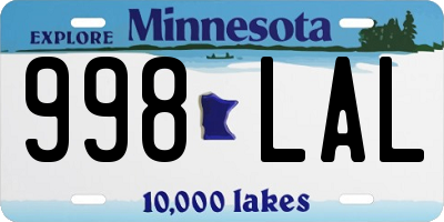 MN license plate 998LAL