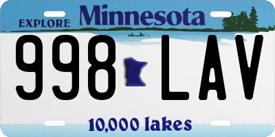 MN license plate 998LAV