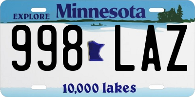 MN license plate 998LAZ
