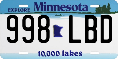 MN license plate 998LBD