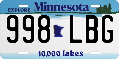 MN license plate 998LBG